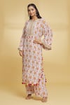 Buy_Maayera Jaipur_Multi Color Crepe Silk Print Wildflower Bloom Round Kurta With Palazzo  _Online_at_Aza_Fashions