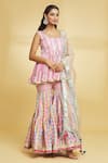 Buy_Maayera Jaipur_Multi Color Satin Print Boho And Gota Embellished Kurta Gharara Set _at_Aza_Fashions
