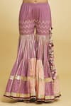 Maayera Jaipur_Pink Mul Satin Embroidery Herringbone And Sequin Kurti Gharara Set _at_Aza_Fashions