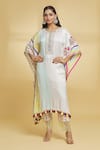 Buy_Maayera Jaipur_White Mul Satin Print Carnival Sequin Embellished Kaftan With Pant  _at_Aza_Fashions