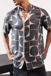 Buy_Seven_Grey Cotton Sateen Printed Geometric Brute Shirt _Online_at_Aza_Fashions