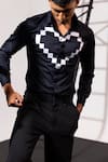 Shop_Seven_Black Cotton Embroidery Graphic Heart Dichotomy Shirt _Online_at_Aza_Fashions