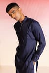 Shop_Seven_Blue Cotton Pintucked Yoke Solid Kurta _Online_at_Aza_Fashions