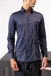 Shop_Seven_Blue Cotton Satin Cording Tech Corded Shirt _Online_at_Aza_Fashions