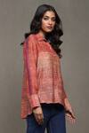 Shop_Ritu Kumar_Red Cotton, Silk Collared Mrinal Stripe Print Shirt_Online_at_Aza_Fashions