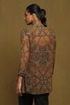 Shop_Ritu Kumar_Brown Viscose Chiffon Printed Floral Mandarin Collar Avanti Top  _at_Aza_Fashions