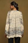 Shop_Ritu Kumar_Beige Viscose Crepe Printed Abstract V Neck Devesh Top _at_Aza_Fashions