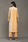 Shop_Ritu Kumar_Orange Cotton Silk Digital Printed Striped Band Maghreb Kurta With Palazzo _at_Aza_Fashions