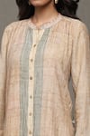 Shop_Ritu Kumar_Orange Cotton Silk Digital Printed Striped Band Maghreb Kurta With Palazzo _Online_at_Aza_Fashions