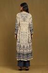 Shop_Ritu Kumar_Beige Viscose, Lycra Embroidery Collared, Round Abstract Print Kurta Palazzo Set_at_Aza_Fashions