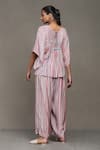 Shop_Ritu Kumar_Multi Color Viscose Bamberg Printed Striped Round Tunic And Palazzo Set _at_Aza_Fashions