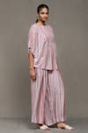 Buy_Ritu Kumar_Multi Color Viscose Bamberg Printed Striped Round Tunic And Palazzo Set _Online_at_Aza_Fashions