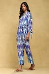 Ritu Kumar Blue Viscose Binkai Abstract Print Jumpsuit Online at Aza Fashions Ritu Kumar_Blue Viscose Binkai Abstract Print Jumpsuit _Online_at_Aza_Fashions
