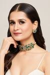 Buy_Moh-Maya by Disha Khatri_Gold Plated Emerald Stone Embellished Choker Set _at_Aza_Fashions