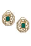 Moh-Maya by Disha Khatri_Gold Plated Emerald Stone Embellished Choker Set _Online_at_Aza_Fashions