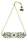 Shop_Moh-Maya by Disha Khatri_Gold Plated Emerald Stone Embellished Choker Set _Online_at_Aza_Fashions