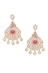 Buy_Moh-Maya by Disha Khatri_Gold Plated Moissanite Ruby Stone Studded Pendant Necklace Set _Online_at_Aza_Fashions