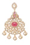 Shop_Moh-Maya by Disha Khatri_Gold Plated Moissanite Ruby Stone Studded Pendant Necklace Set _Online_at_Aza_Fashions