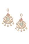 Buy_Moh-Maya by Disha Khatri_Gold Plated Moissanite Stone Embellished Pendant Necklace Set _Online_at_Aza_Fashions