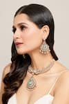 Buy_Moh-Maya by Disha Khatri_Gold Plated Moissanite Stone Embellished Pendant Necklace Set 