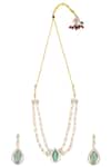 Shop_Moh-Maya By Disha Khatri_Gold Plated Stones Doublet Embellished Necklace Set _at_Aza_Fashions