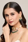 Buy_Moh-Maya by Disha Khatri_Pink Stone Embellished Choker And Earrings Set _at_Aza_Fashions