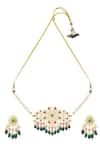 Shop_Moh-Maya by Disha Khatri_Pink Stone Embellished Choker And Earrings Set _at_Aza_Fashions