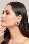 Buy_Moh-Maya by Disha Khatri_Red Ruby Stone Embellished Floral Studs _at_Aza_Fashions