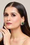 Buy_Moh-Maya by Disha Khatri_Green Emerald Stone Polki Embellished Floral Cutwork Studs _at_Aza_Fashions