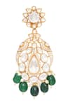 Shop_Moh-Maya by Disha Khatri_Green Moissanite Floral Beads Embellished Necklace Set_Online_at_Aza_Fashions