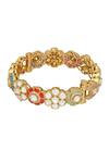 Moh-Maya by Disha Khatri_Gold Plated Crystals, Diamonds Floral Embellished Kada _Online_at_Aza_Fashions