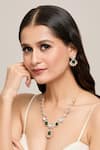 Buy_Moh-Maya by Disha Khatri_Gold Plated Polki Kundan Embellished Pendant Necklace Set _at_Aza_Fashions