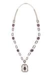 Moh-Maya by Disha Khatri_Silver Plated Stones Studded Pendant Necklace Set _at_Aza_Fashions