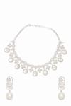 Shop_Moh-Maya By Disha Khatri_Silver Plated Pearls, Stones Embellished Choker Set _at_Aza_Fashions