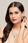 Buy_Moh-Maya By Disha Khatri_Silver Plated Stones Studded Pendant Necklace Set _at_Aza_Fashions