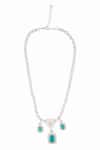 Buy_Moh-Maya By Disha Khatri_Silver Plated Stones Studded Pendant Necklace Set 