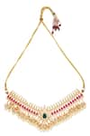 Shop_Moh-Maya by Disha Khatri_Multi Color Stone Pearl Embellished Necklace Set _Online_at_Aza_Fashions