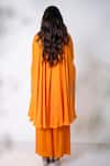 Shop_Aanchal Vijaywargi_Orange Bemberg Satin Embroidery Pearls Wildbloom Draped Kaftan With Flared Pant_at_Aza_Fashions