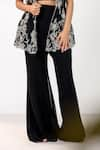 Buy_Aanchal Vijaywargi_Black Organza Embroidery Thread Square Midnight Bloom Jacket Bell Bottom Pant _Online_at_Aza_Fashions