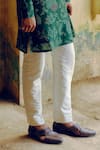 Drishti & Zahabia_Emerald Green Kurta Dupion Silk Digital Printed Bandhej With Pant _Online_at_Aza_Fashions