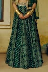 Drishti & Zahabia_Green Dupion Silk Print Bandhani Aari Round Bandhej And Embroidered Lehenga Set _Online_at_Aza_Fashions