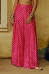 Buy_Drishti & Zahabia_Pink Dupion Silk Lining Crepe Print Bandhej Bustier With Palazzo Pant _Online_at_Aza_Fashions