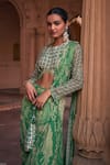 Buy_DiyaRajvvir_Green Crepe Printed Floral Round Thikri Pre-draped Sharara Saree With Blouse_Online_at_Aza_Fashions