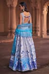 Shop_DiyaRajvvir_Blue Cotton Silk Embroidery Mirror V Neck Bluebell Lehenga Set _at_Aza_Fashions