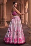 Shop_DiyaRajvvir_Pink Cotton Silk Embroidery Mirror Square Neck Petunia Sequin Lehenga Set_at_Aza_Fashions