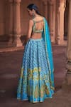 DiyaRajvvir_Blue Tulle Embroidery Mirror Round Neck Edelweiss Lehenga Set_Online_at_Aza_Fashions