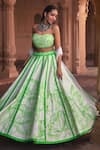 DiyaRajvvir_Green Tulle Embroidery Cutdana Sweetheart Neck Jasmine Sequin Lehenga Set_Online_at_Aza_Fashions
