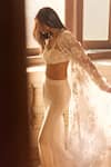 Shop_Ridhima Bhasin_Ivory Organza Embellished Beads Nour Jacket And Flared Pant Set  _at_Aza_Fashions