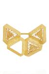 Shop_Itrana_Gold Plated Beads Triangle Carved Ring _at_Aza_Fashions