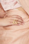 Shop_Itrana_Gold Plated Beads Triangle Shaped Ring 2 Pcs Set _at_Aza_Fashions
